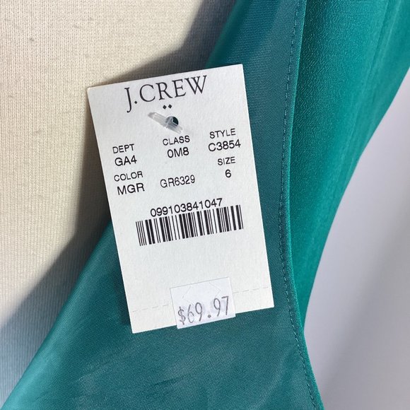 NWT J. Crew Factory Emerald Green Twist Back MIDI Dress - Size 6 - Picture 7 of 9